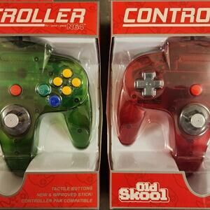 2 N64 Controllers - Jungle Green & Watermelon Red (NEW) - Nintendo64 - Funtastic